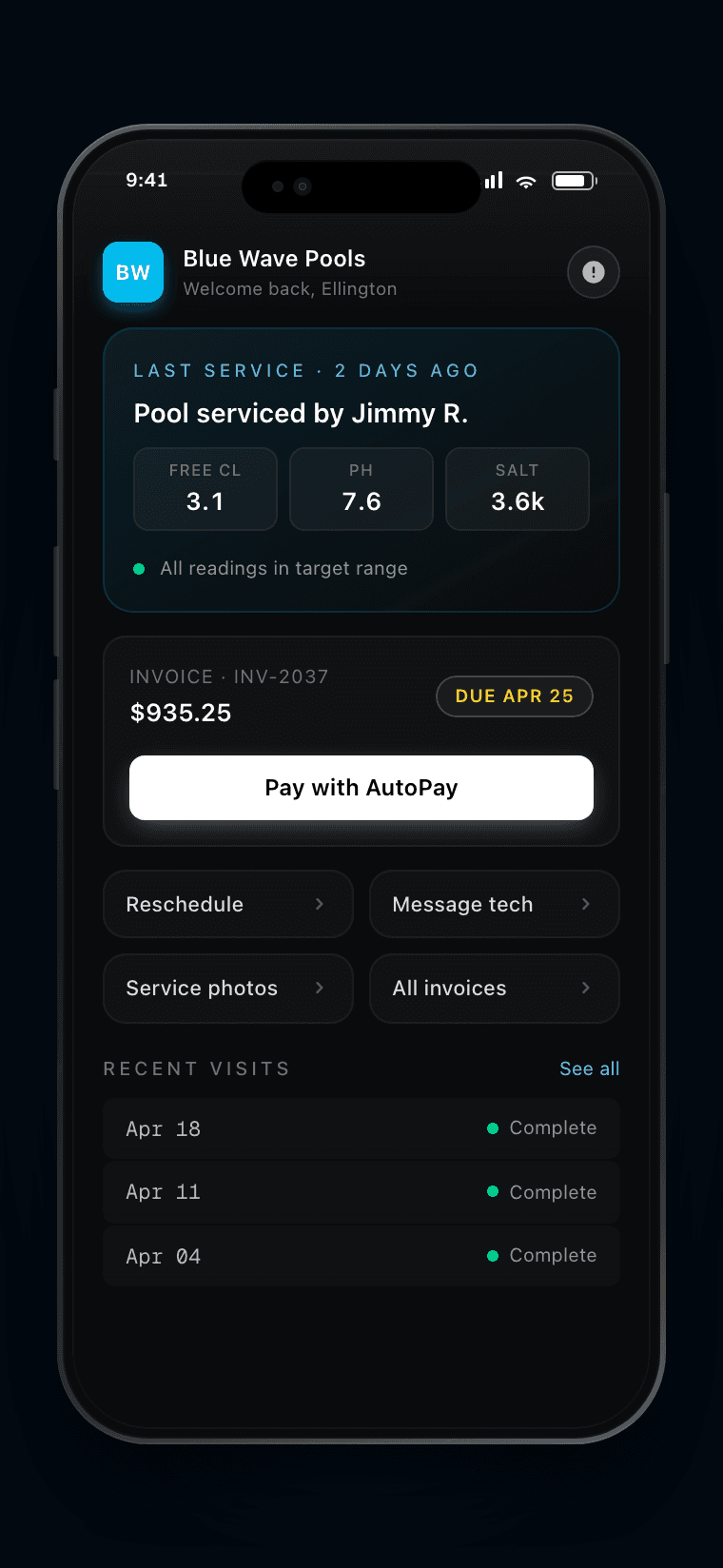Branded customer portal on iPhone